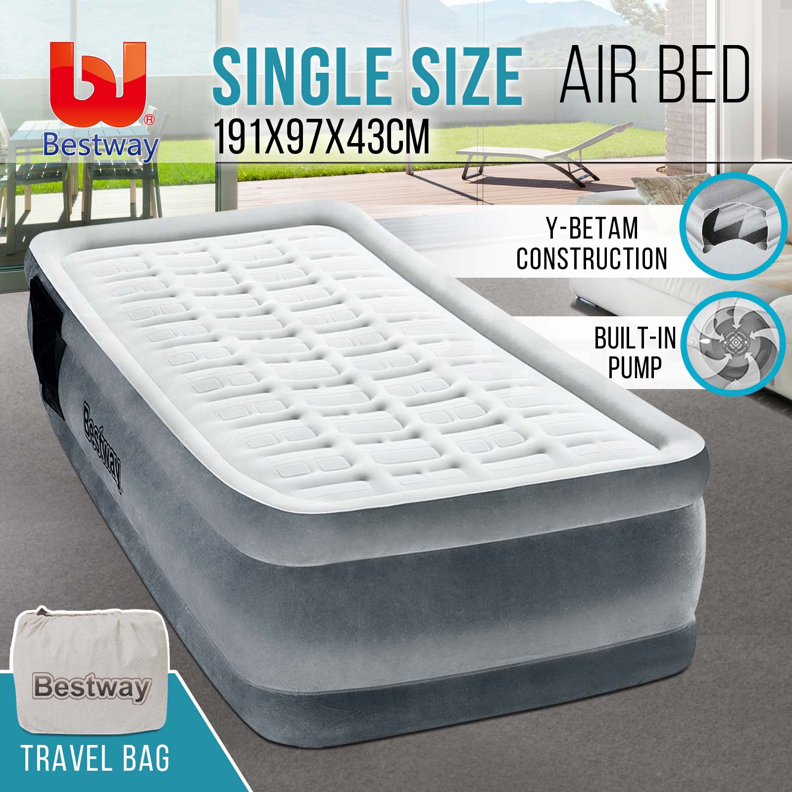 Bestway Air Bed Beds Inflatable Mattress Sleeping Mats Home Single ...