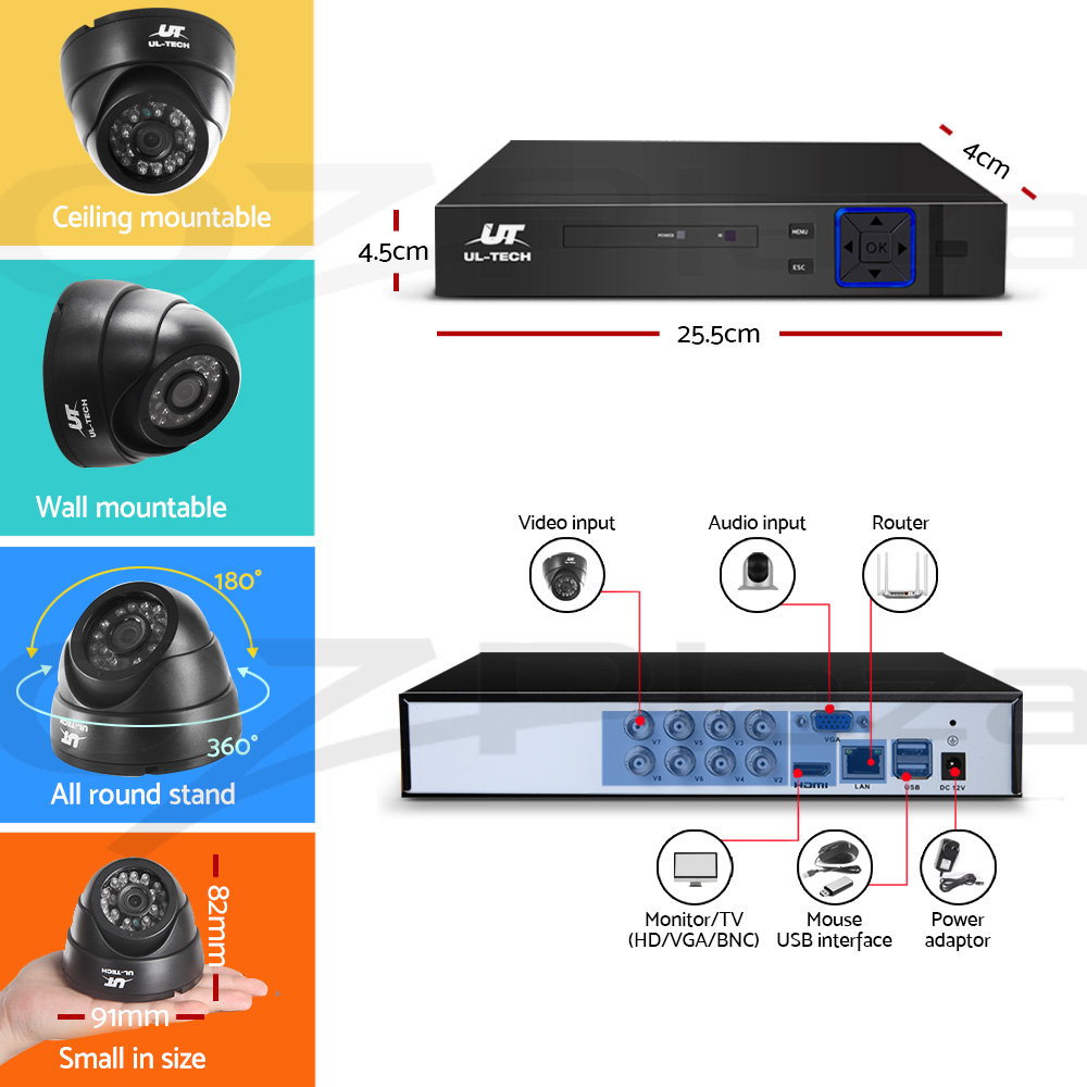 UL-tech CCTV Camera Security System Home 1080P 8CH DVR IP Cameras Day ...
