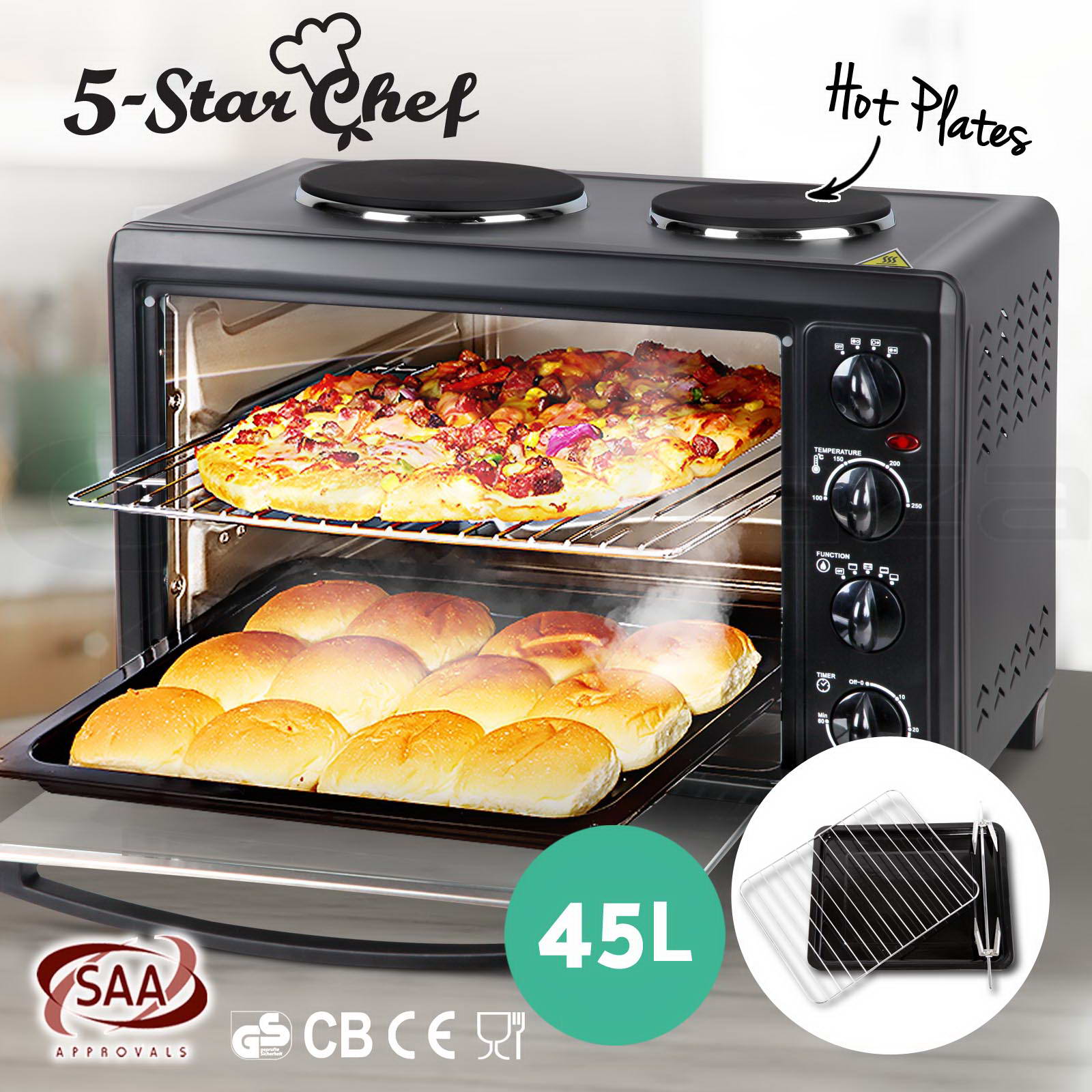 5Star Chef Portable Electric Oven Convection Bake 34L 45L Hot Plate