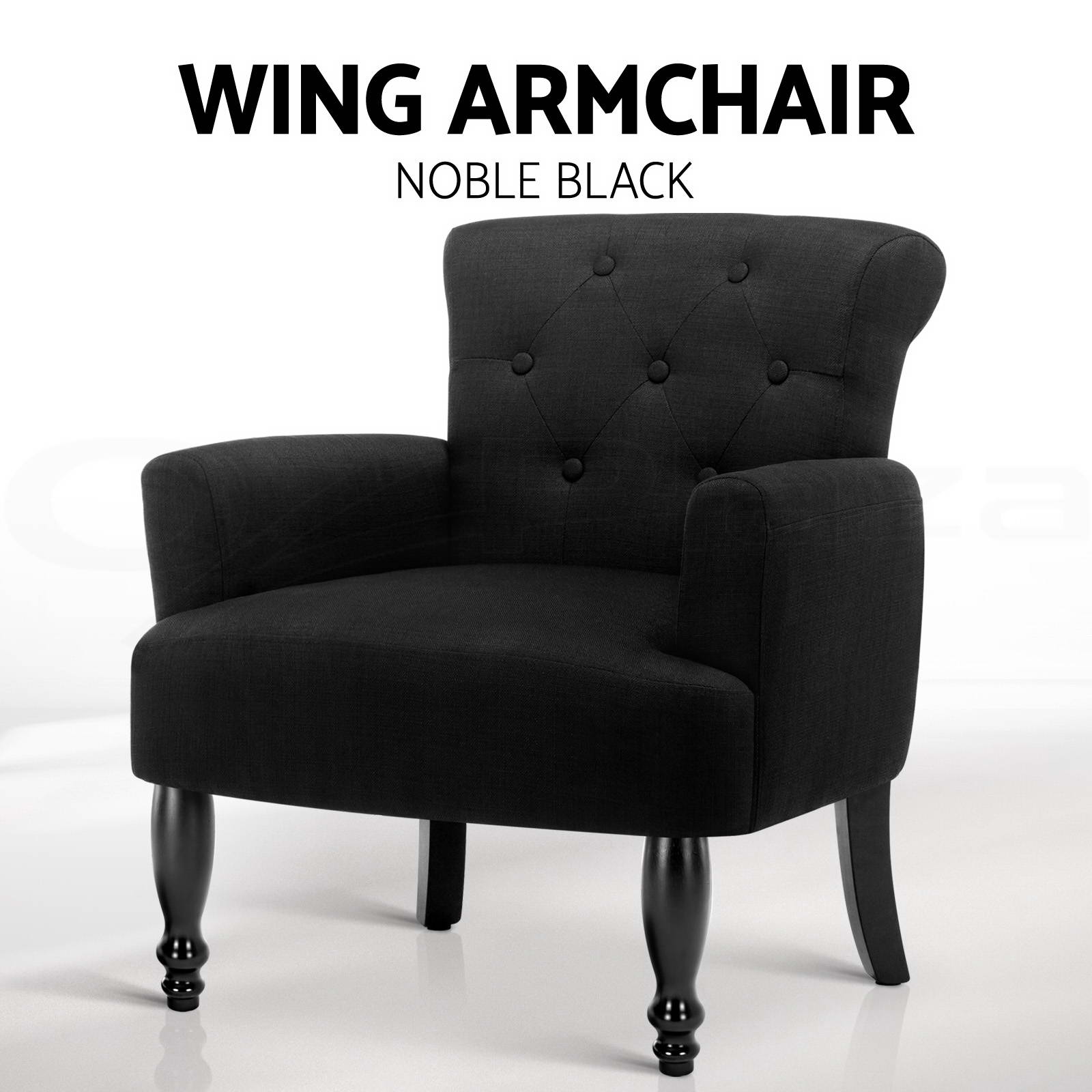 Lorraine Wingback Armchair Tub Lounge Wing Sofa French Linen Fabric Black eBay