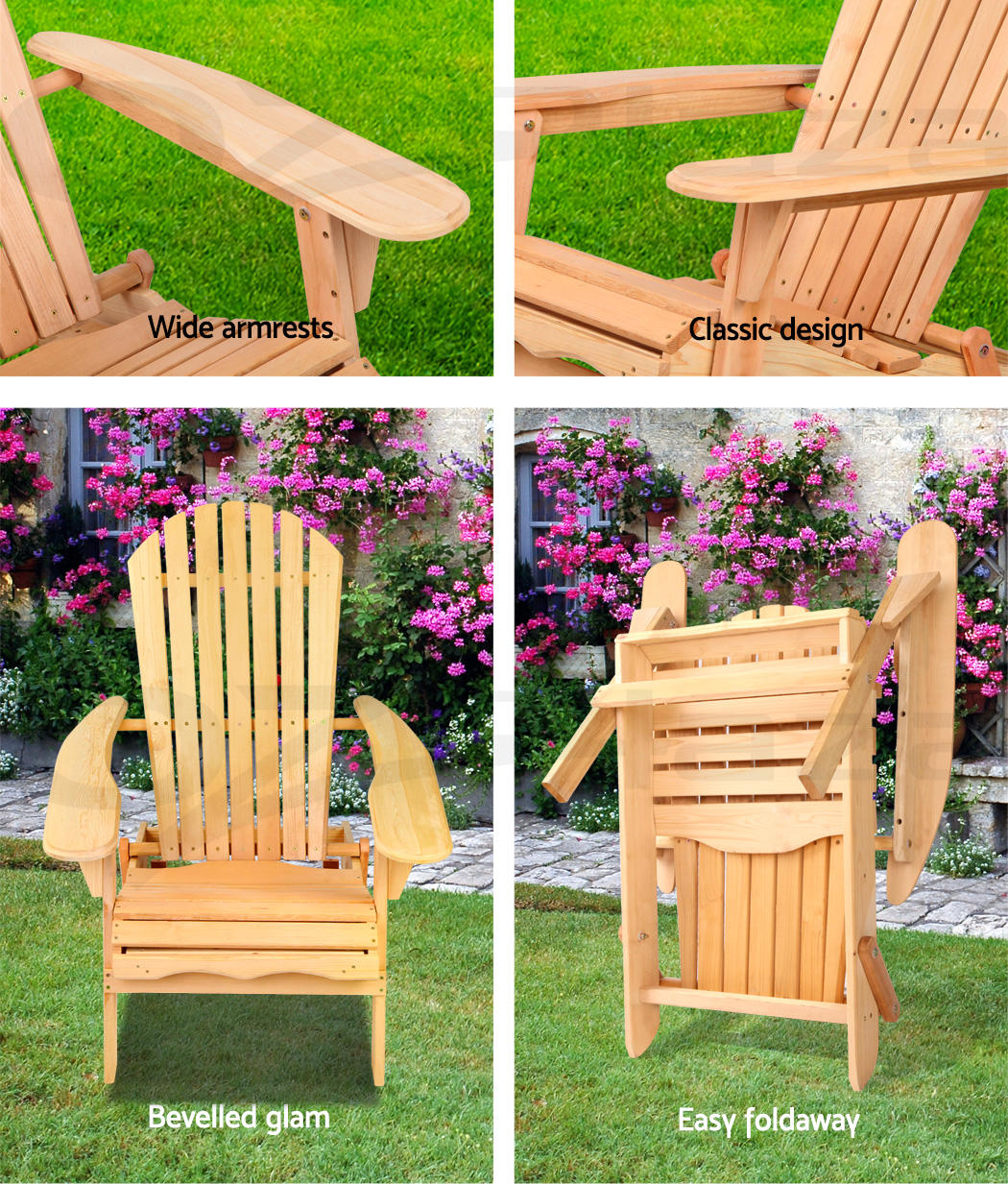 Gardeon Outdoor Chairs Patio Furniture Wooden Beach ...