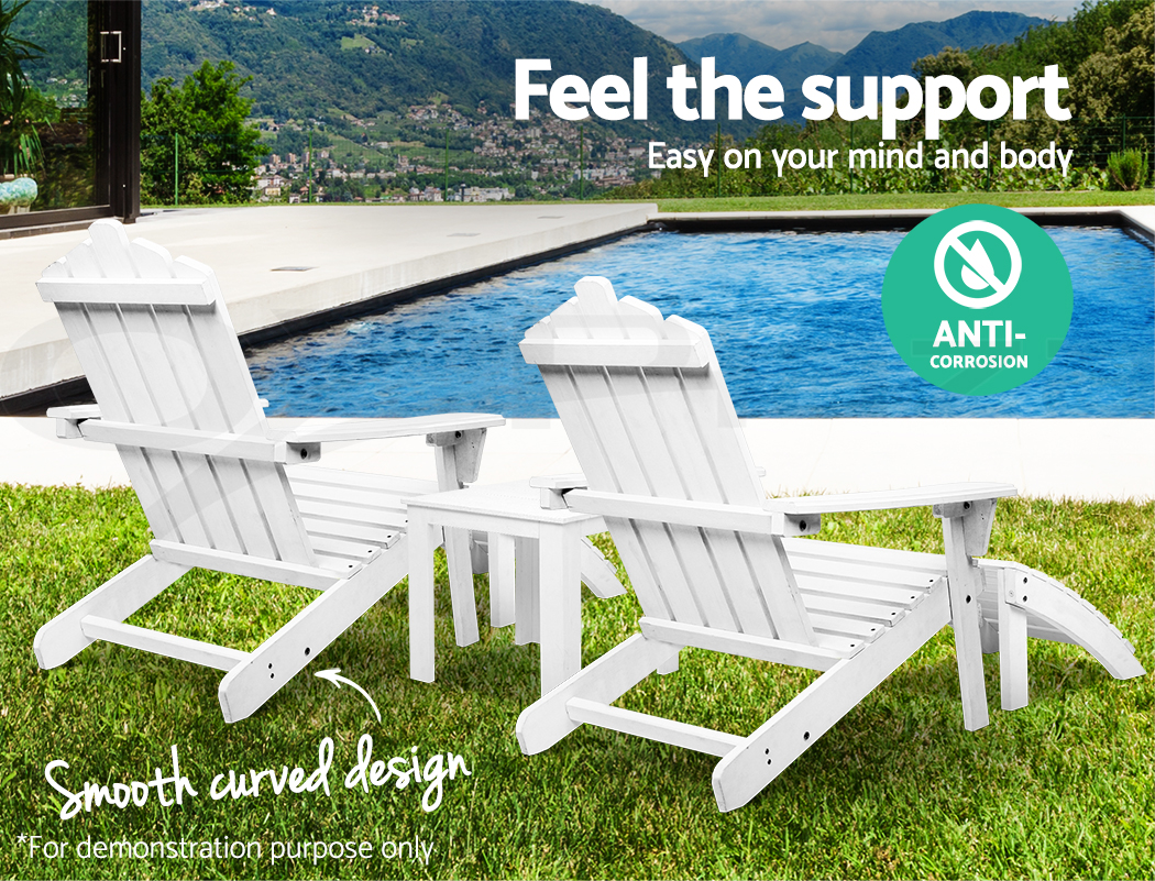 Gardeon Outdoor Furniture Lounge Chairs Table Set Beach ...