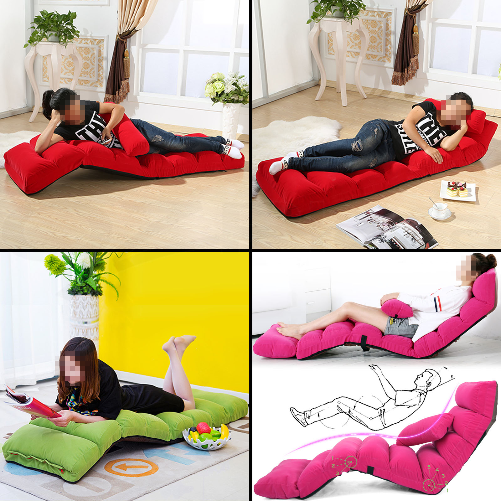 Lounge Sofa Bed Floor Recliner Folding Chaise Chair ...