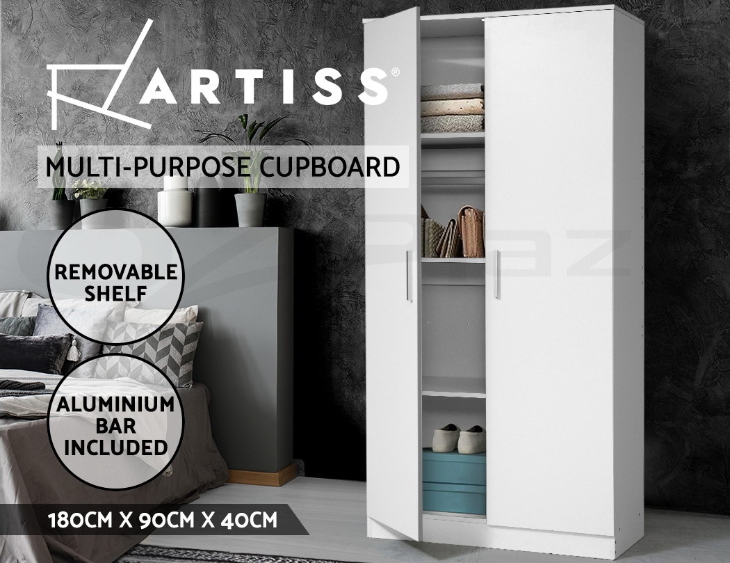 Artiss 2 Door Wardrobe Bedroom Cupboard Closet Storage Cabinet