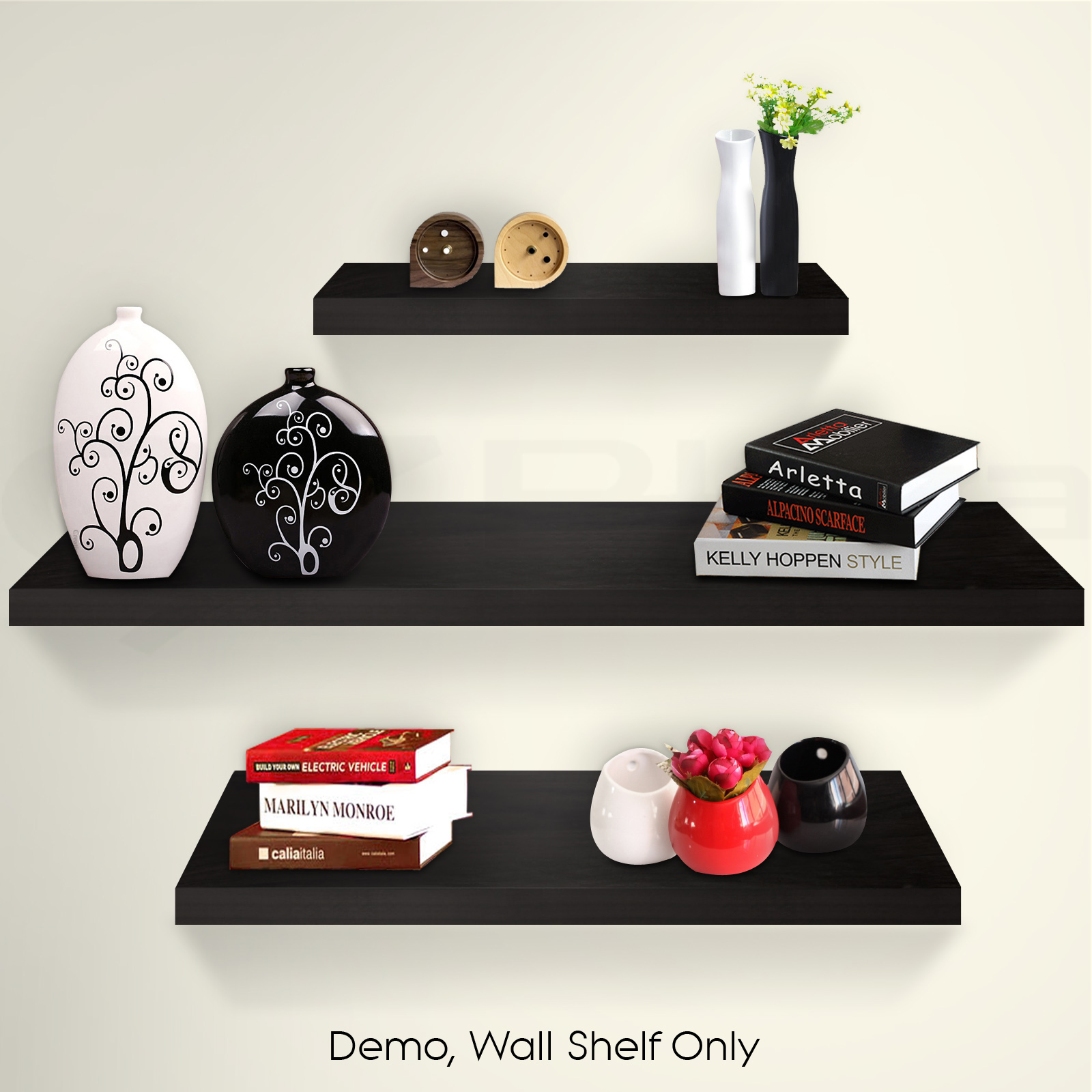 3PCS Wall Floating Shelf Set Concealed Shelves Bookshelf Shop Display 3 ...