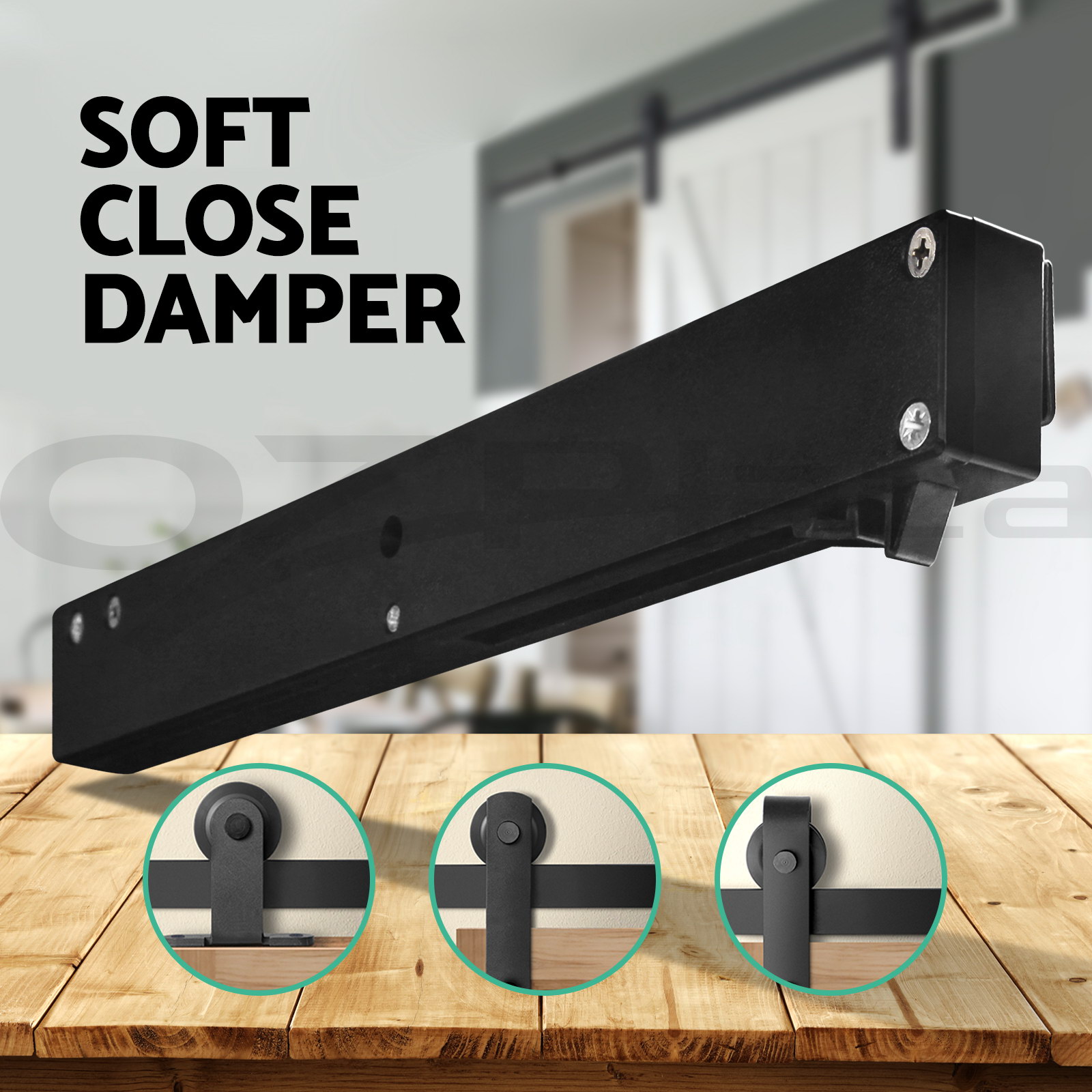 Sliding Barn Door Damper Hardware Kit Track Rail Soft Closing Open