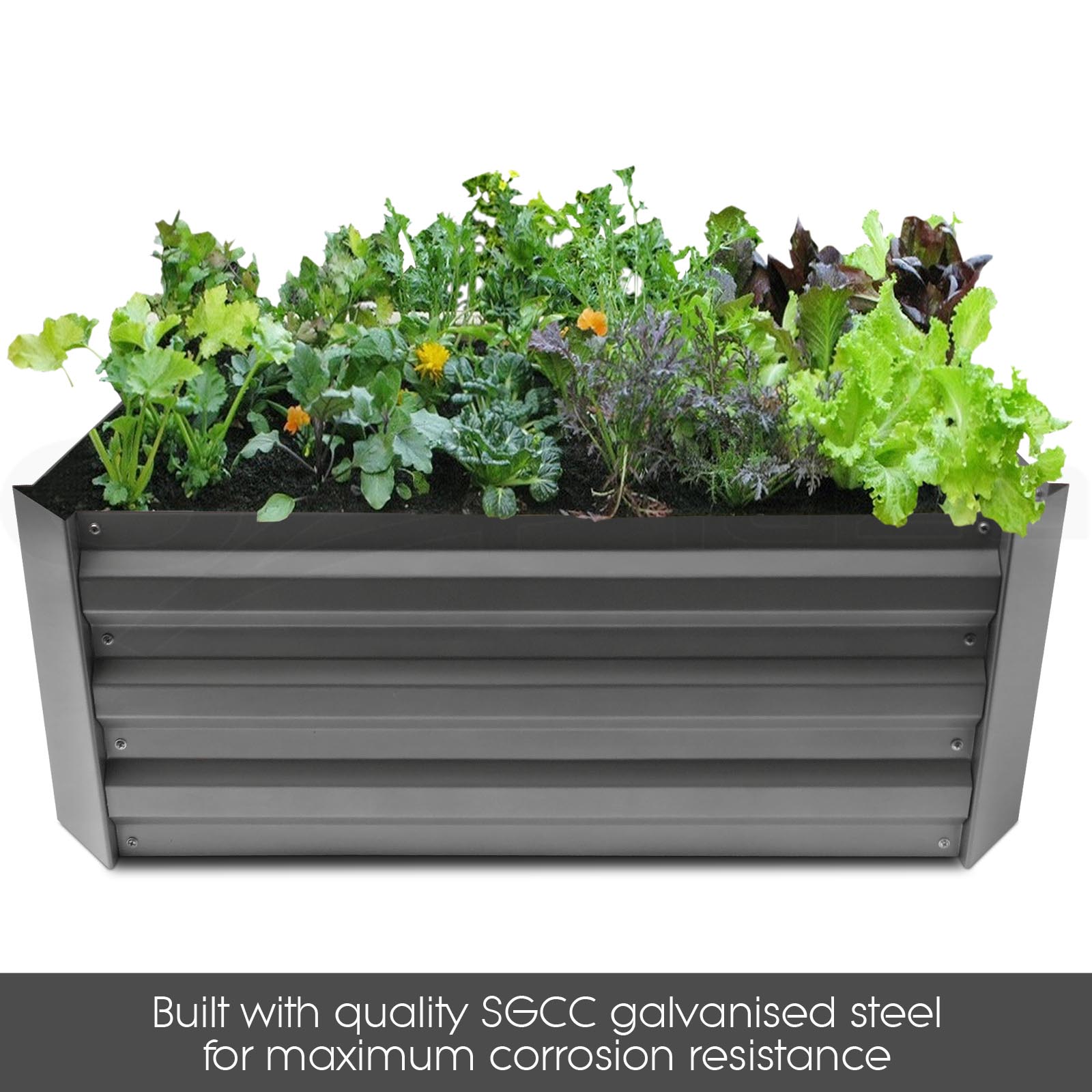 Galvanised Steel Raised Garden Bed Instant Planter Square Rectangular ...