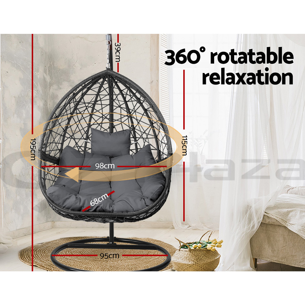 Gardeon Outdoor Furniture Lounge Swing Chair Egg Hammock Wicker 1/2