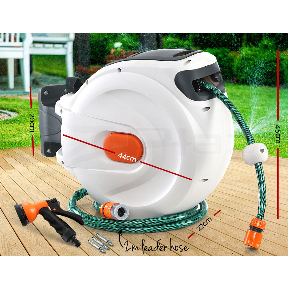 Greenfingers 20M Retractable Water Hose Reel Garden Spray Gun Storage ...