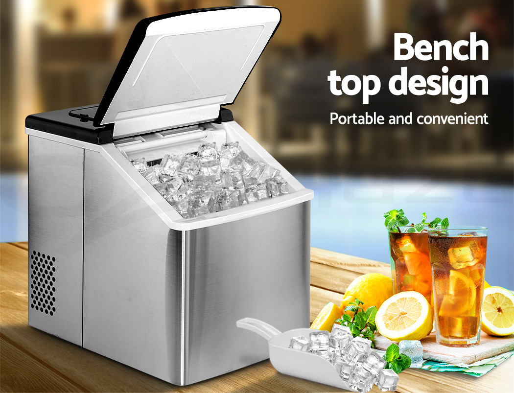 Devanti 3.2L Portable Ice Maker Commercial Ice Cube Machine Stainless