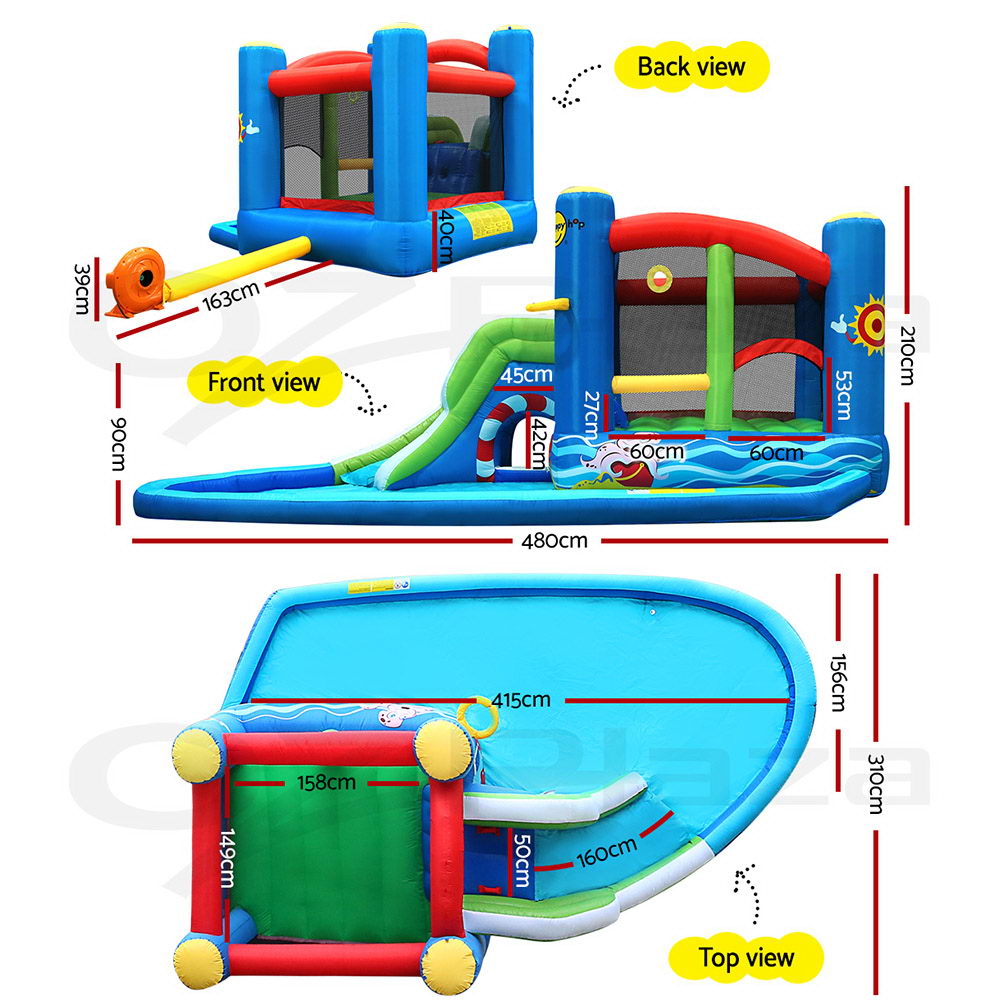 Happy Hop Inflatable Water Slide Park Kids Jumping Castle Slide Pool ...