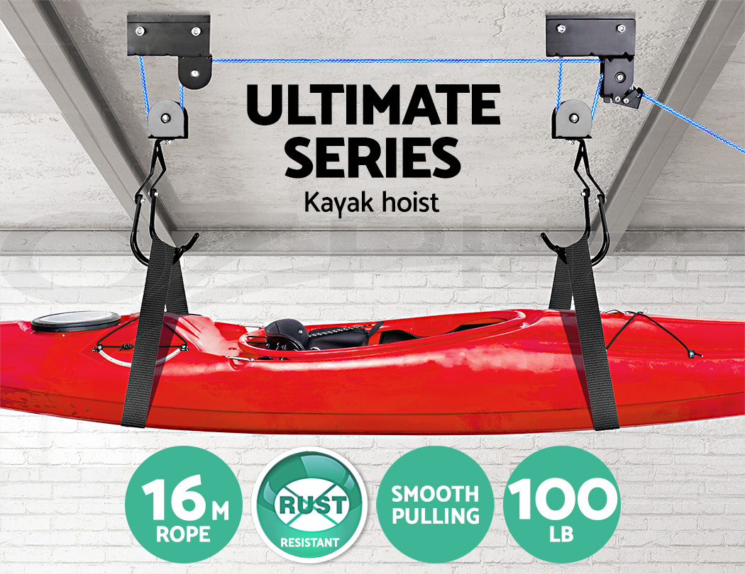 Premium Kayak Hoist Bike Lift Pulley System Garage Ceiling Storage