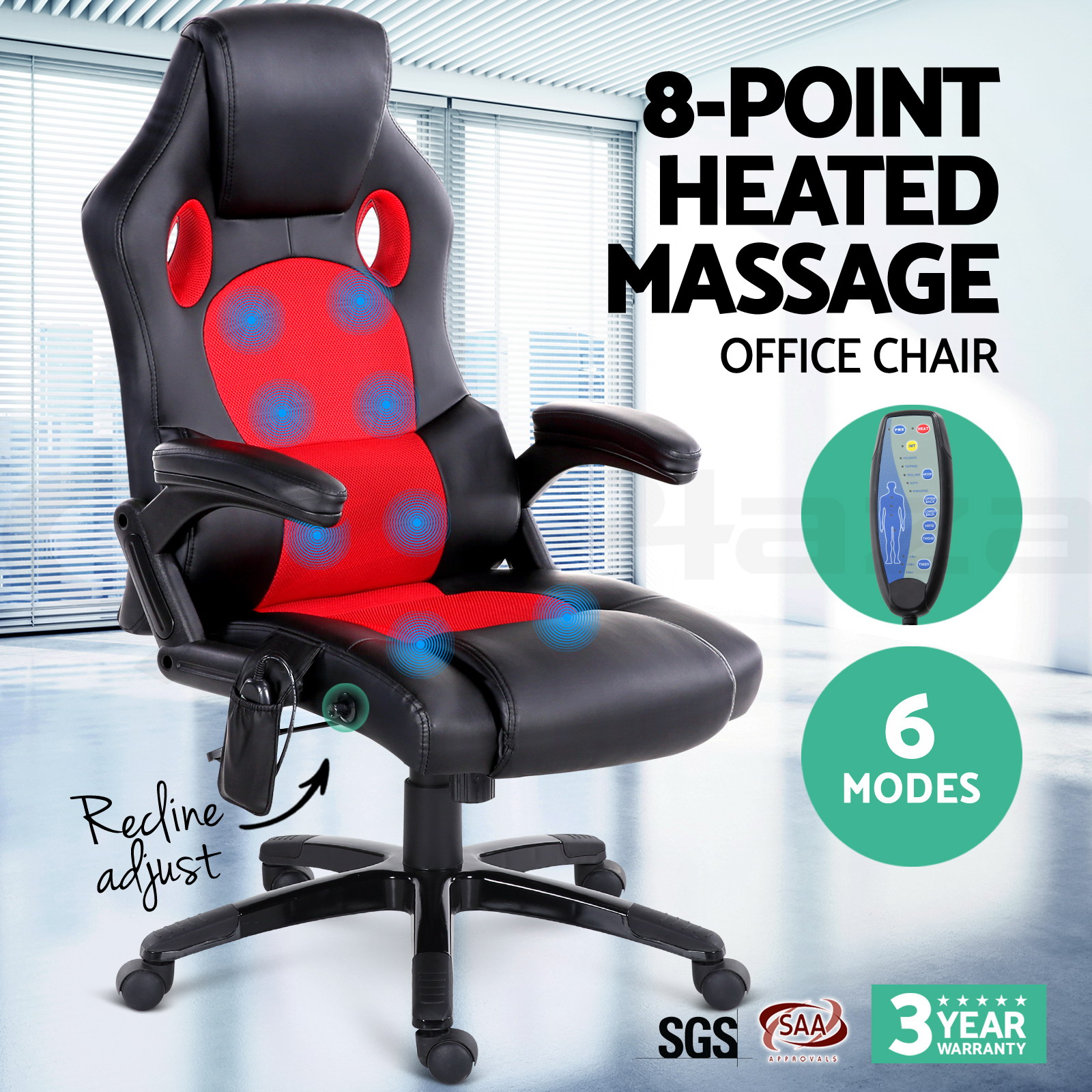 8 Point Massage Office Chair Racing Executive Heat