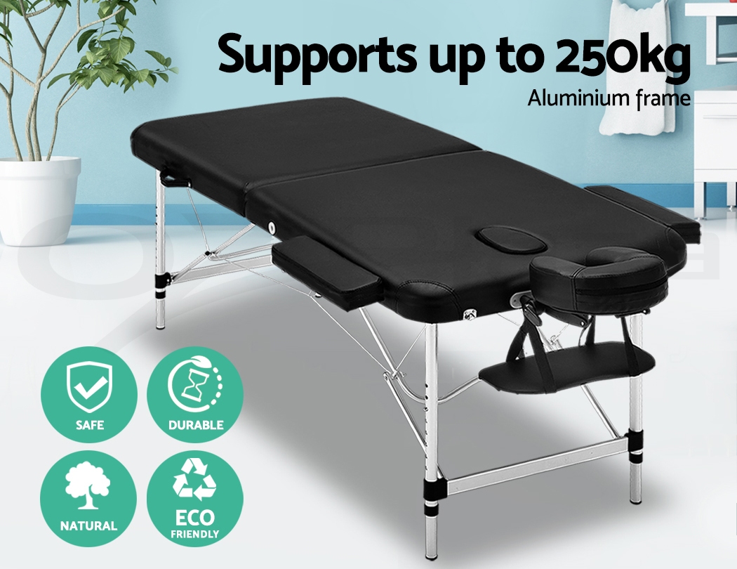 Zenses Massage Table 70CM Portable Aluminium 2 Fold Treatment Beauty ...