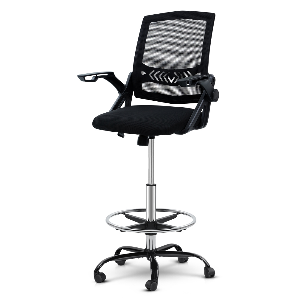 Artiss Office Chair Veer Drafting Stool Mesh Chairs Armrest Standing ...