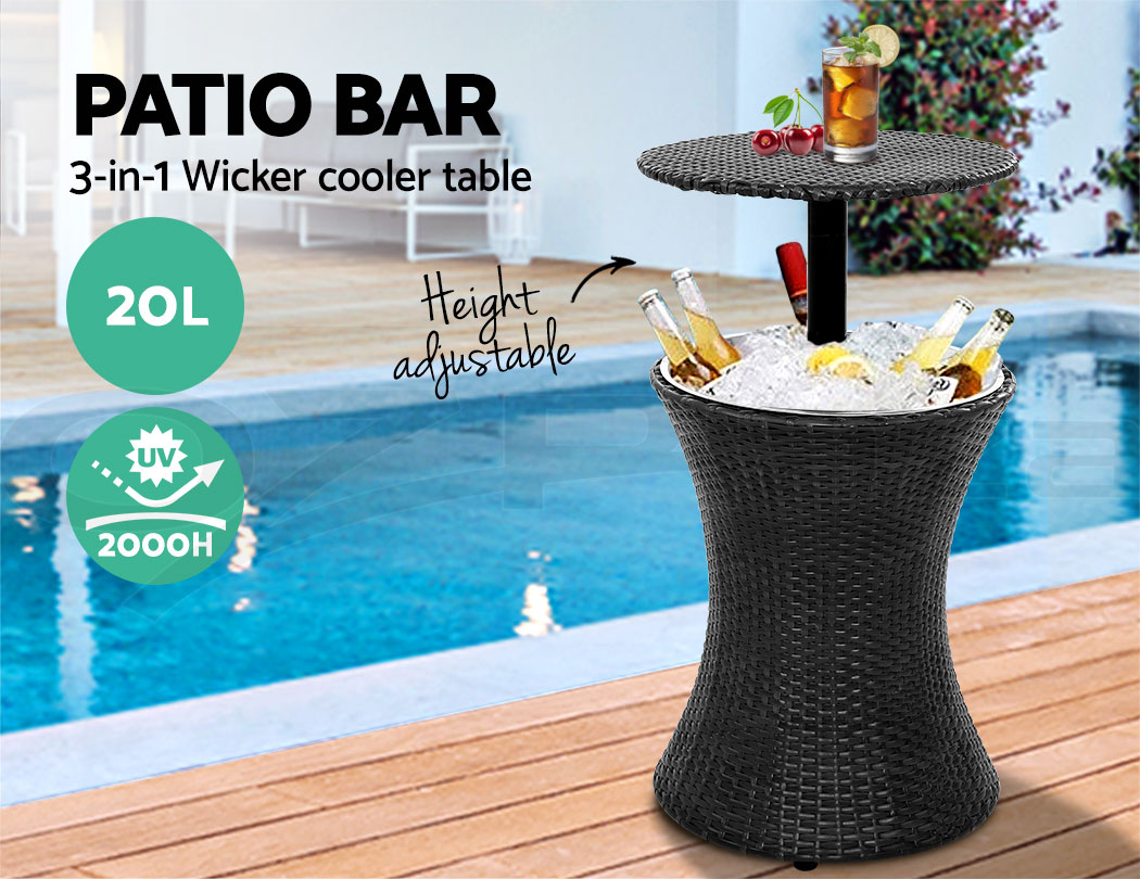 Bar Table Outdoor Setting Cooler Ice Bucket Storage Box Coffee