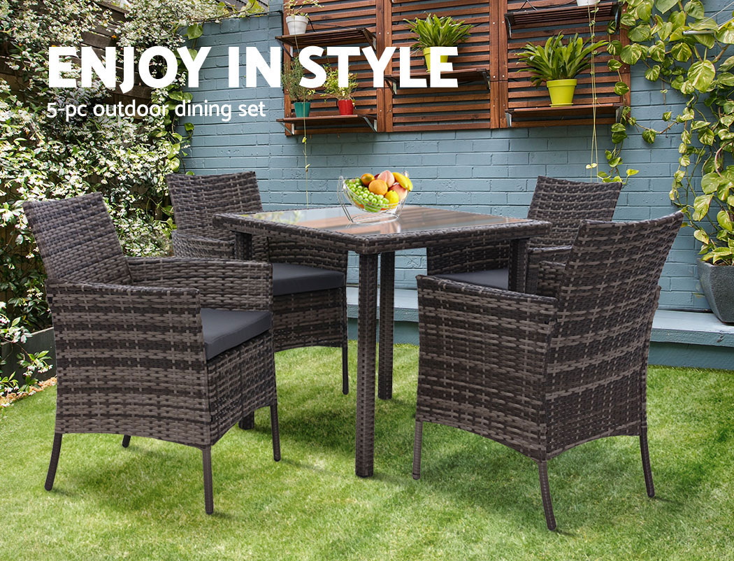 Outdoor Dining Set Patio Furniture Wicker Garden Setting Table