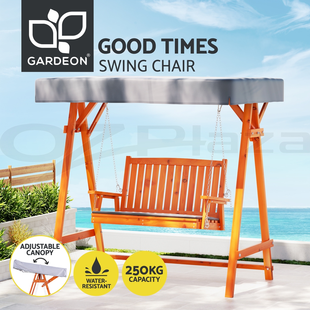 Gardeon Outdoor Swing Chair Wooden Garden Bench Hammock Canopy Outdoor