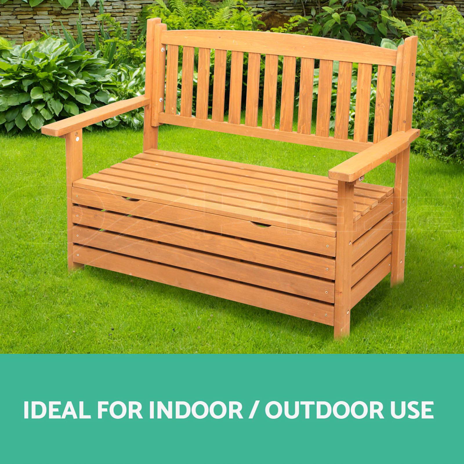 Gardeon Outdoor Storage Bench Box 2 Seat Wooden Patio Furniture Lounge