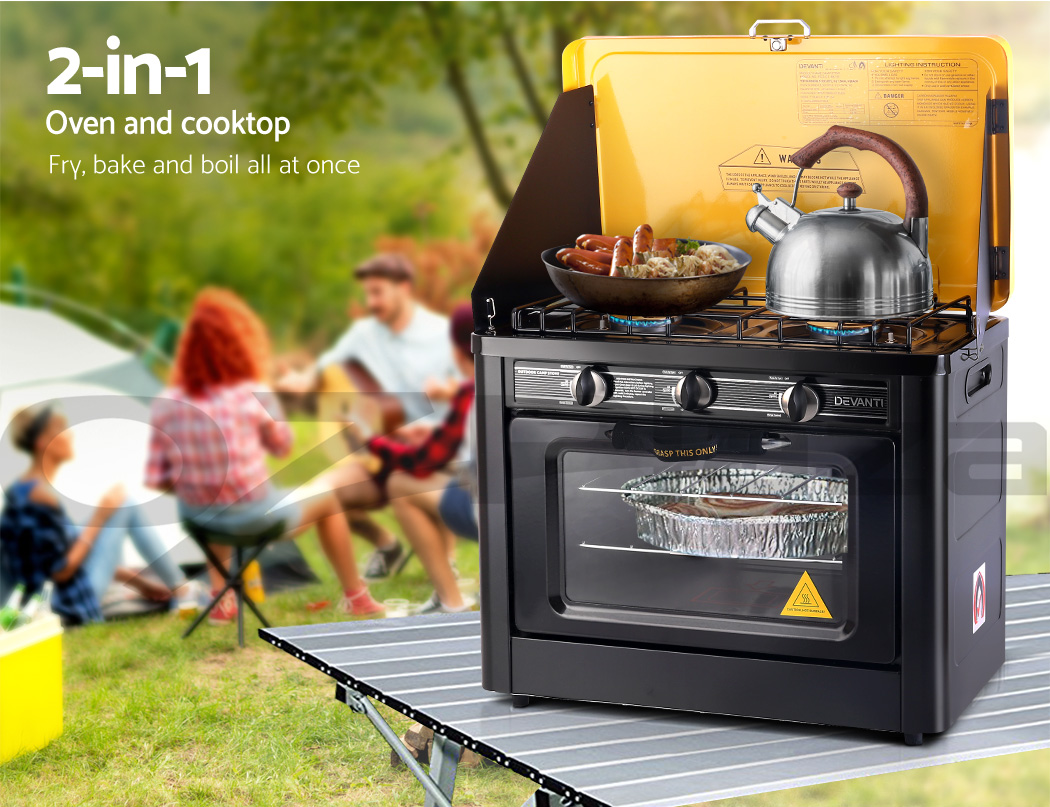 Devanti Portable Gas Oven Camping Stove LPG Gas Cooktop Picnic Outdoor ...