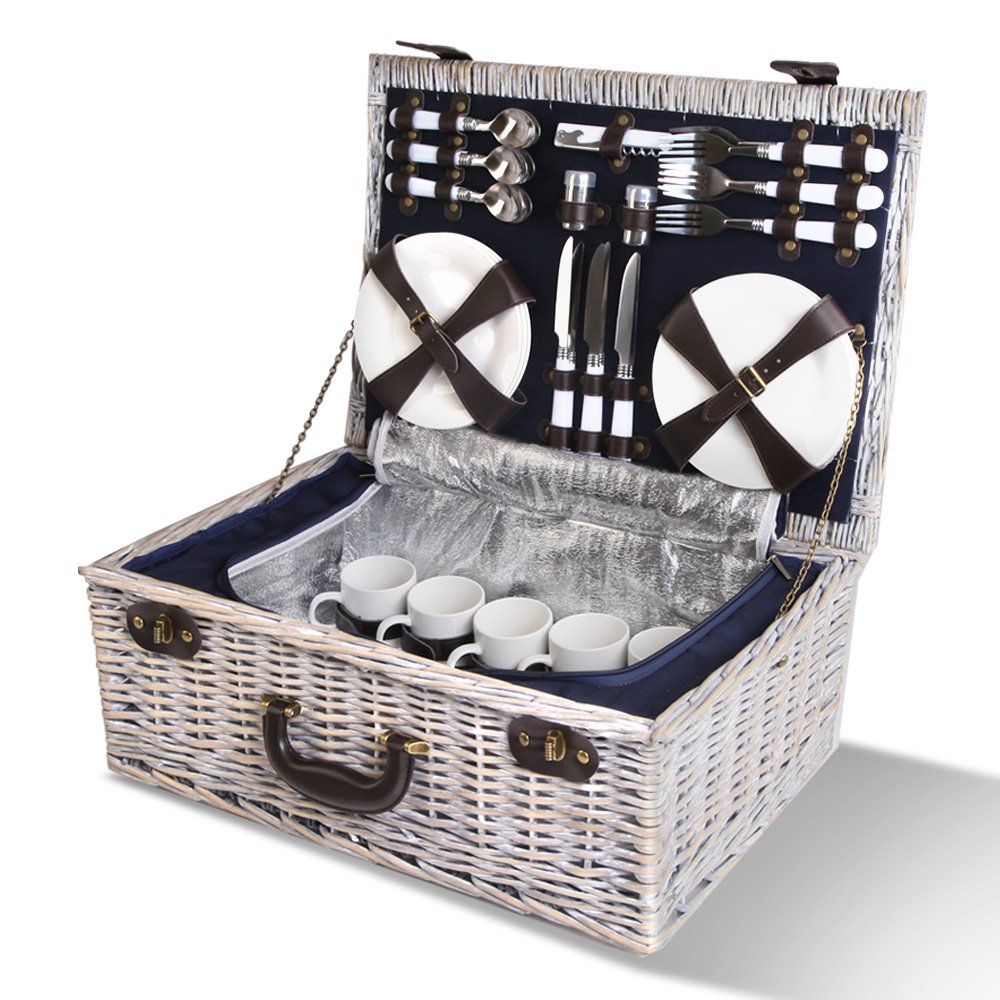 Alfresco Deluxe 2&4&6 Person Picnic Basket Baskets Insulated Bag ...