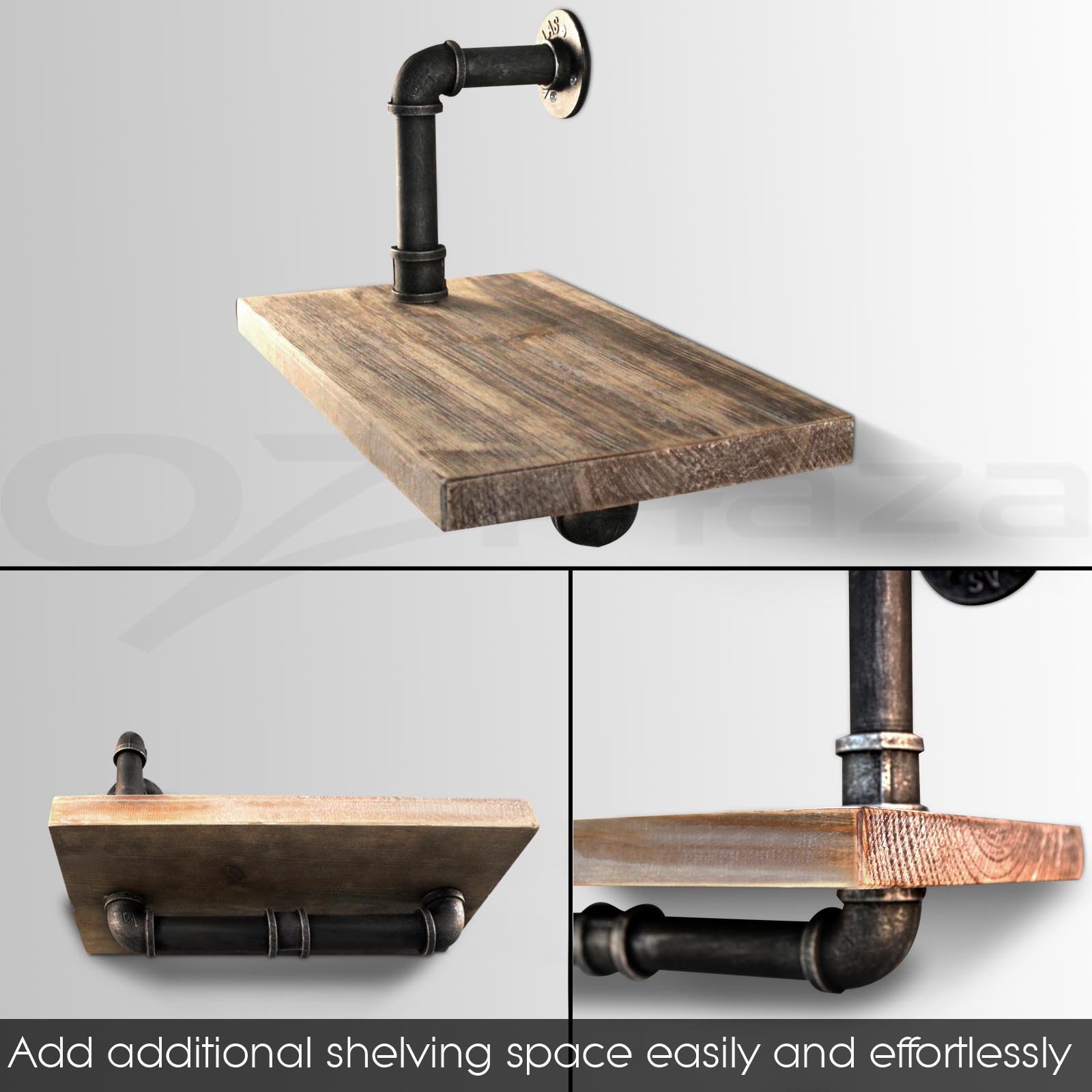 Rustic Industrial DIY Pipe Shelf Storage Vintage Wooden ...