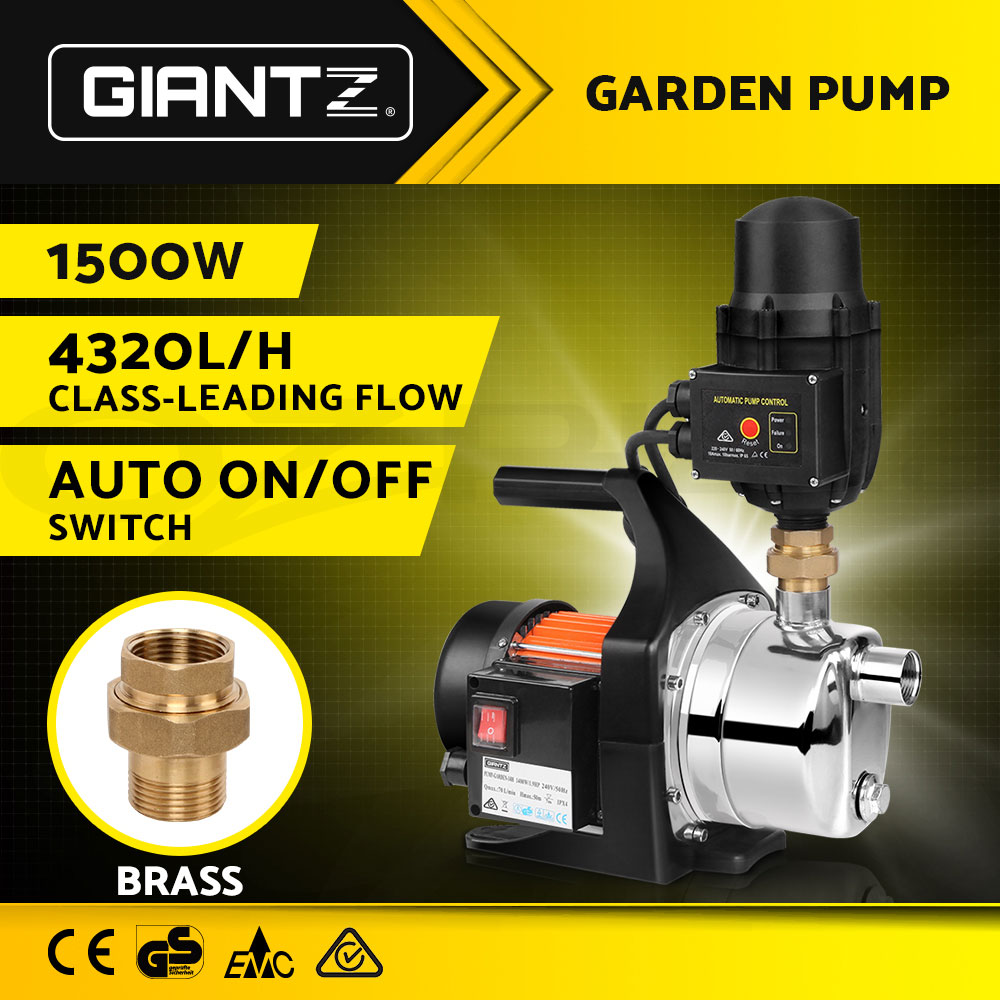 Giantz 1500w Water Pump High Pressure Stage Pump Tank Rain Farm