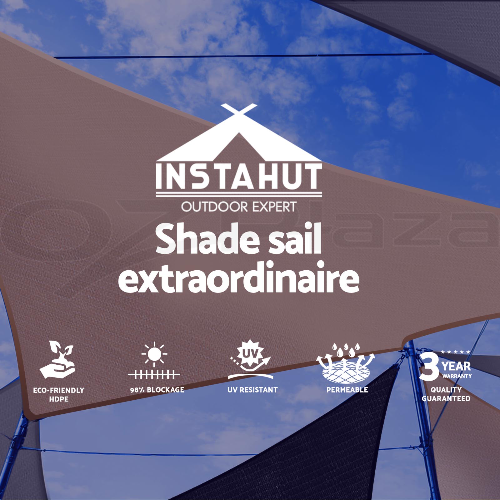 Heavy Duty 185gsm Shade Sail Canopy 2 X 4 M Sand EBay