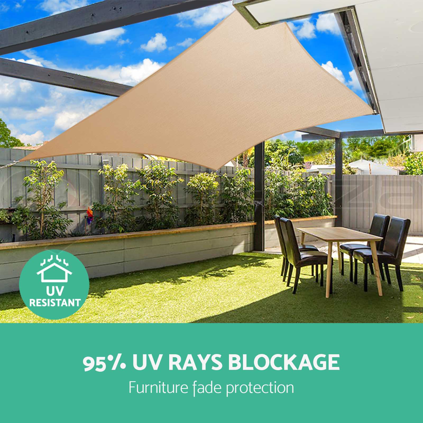 Heavy Duty 185gsm Shade Sail Canopy 2 X 4 M Sand EBay