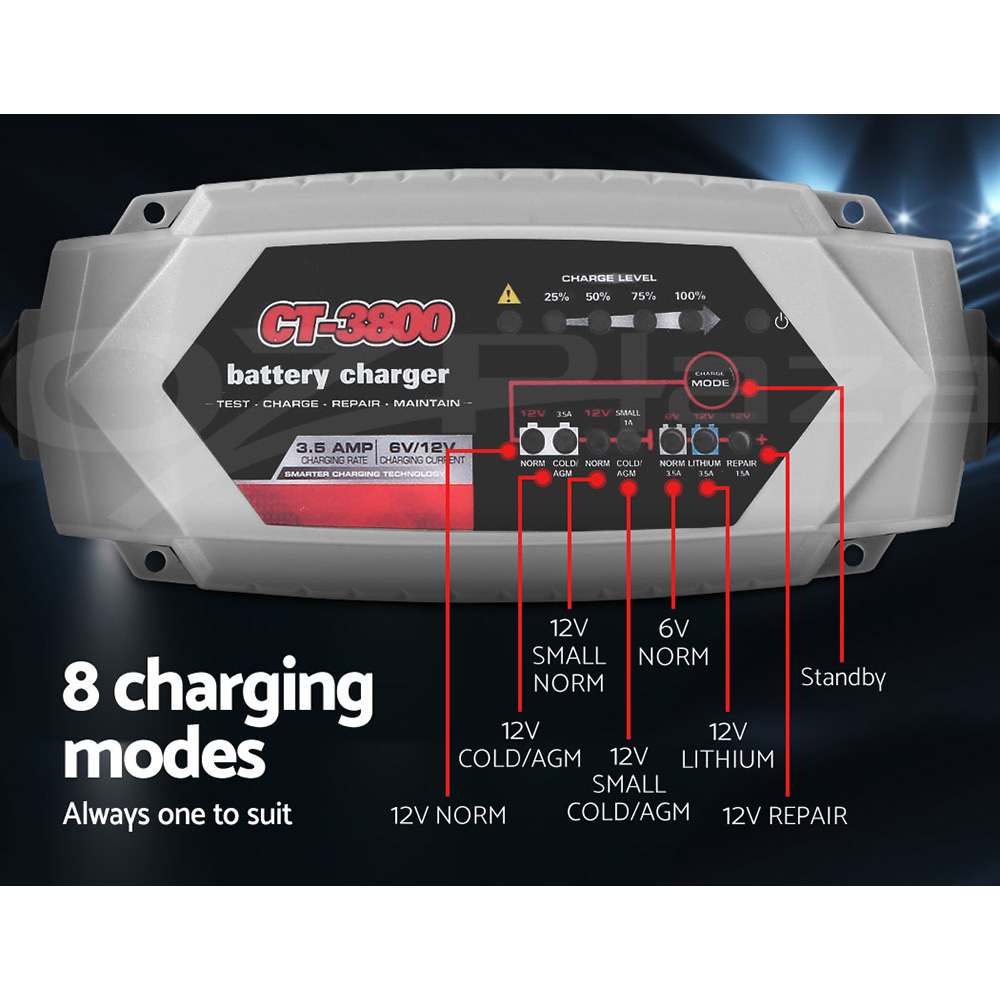 12V Car Battery Charger Smart 3.5A 7A 15Amp Portable Automatic AGM ...