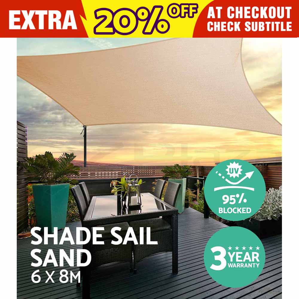 Heavy Duty 185gsm Shade Sail Canopy 6 X 8 M Sand Delivery EBay