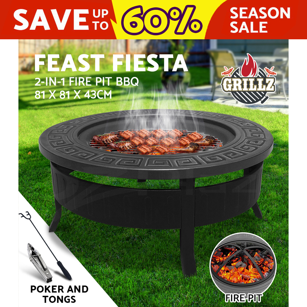 Grillz Outdoor Fire Pit BBQ Table Grill Garden Patio ...