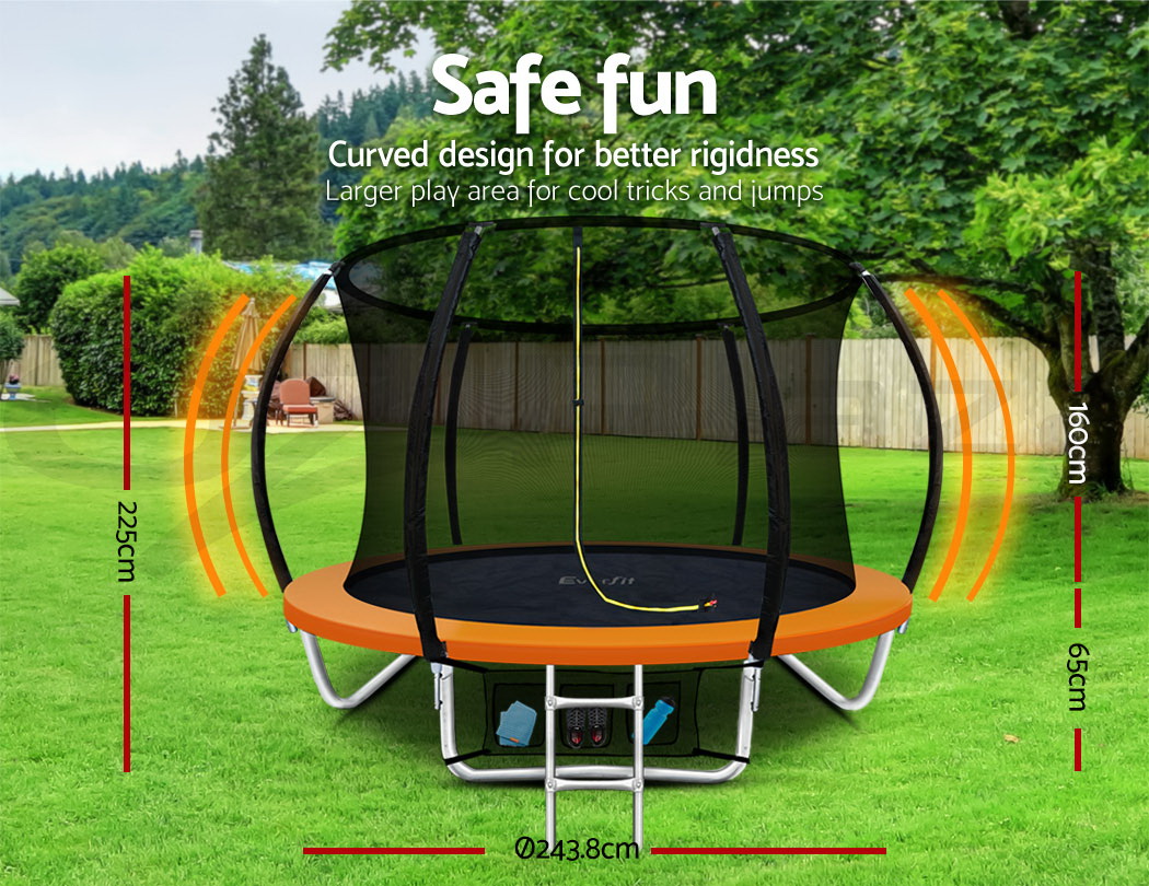 Everfit 8FT Trampoline Round Trampolines Kids Enclosure Safety Net Pad