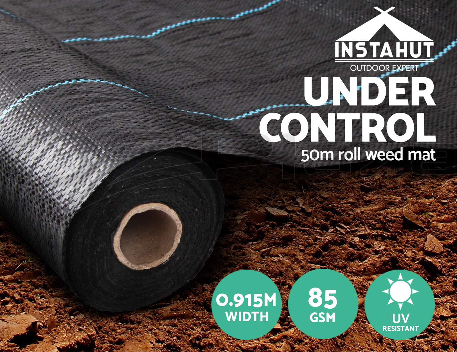 Instahut 0.915x 50m Weedmat Weed Control Mat Matting Woven Fabric