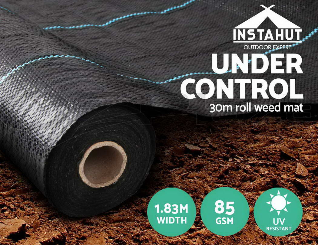 Instahut 1.83x 30m Weed Mat Matting Control Weedmat Woven Fabric Plant ...